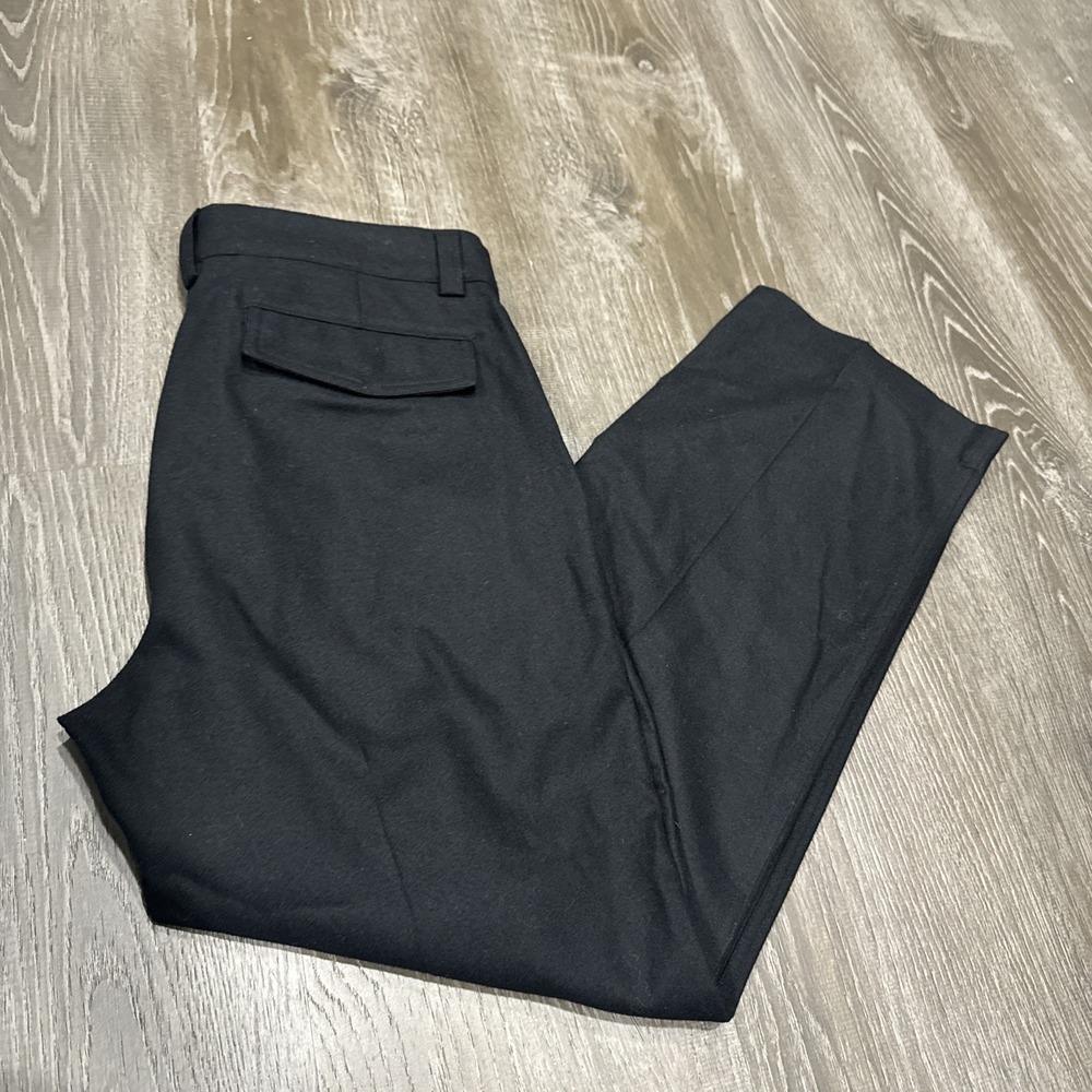 VTG Banana Republic Wool Flannel Trousers Mens 32x28.5 Black Pants Lined Flap